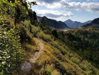 Scenic view of mountains against sky