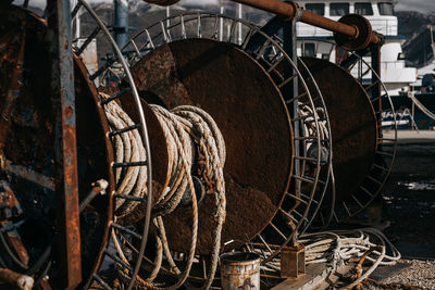 Old rusty machine part in factory