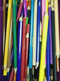 Full frame shot of colored pencils