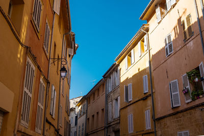 Colorful and beautiful small alley in the old town of the french city of aix en provence 
