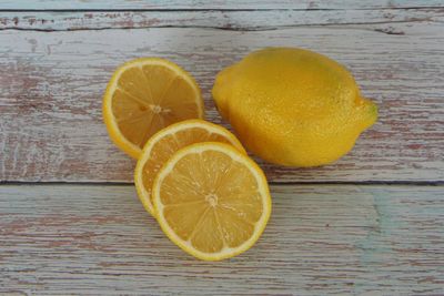 High angle view of lemon on table