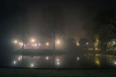 Illuminated lights at night