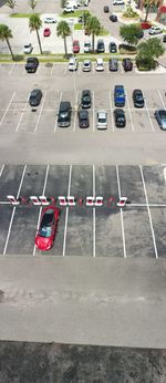 High angle view of cars in parking lot