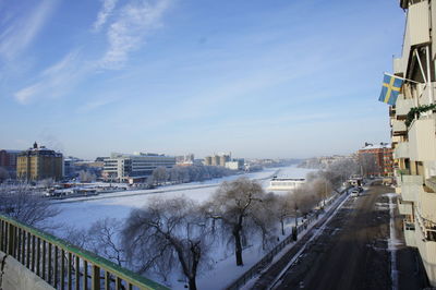 View of residential district in winter