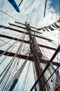 Low angle view of sailboat against sky