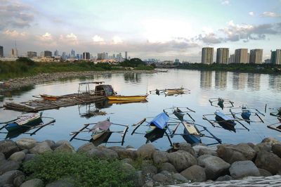 View of river with buildings in background