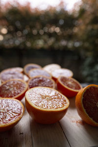 Close-up of orange fruits on table