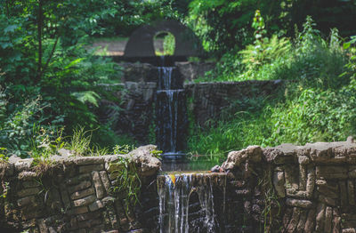 Built structure against trees