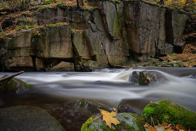 Stream flowing through rocks in forest