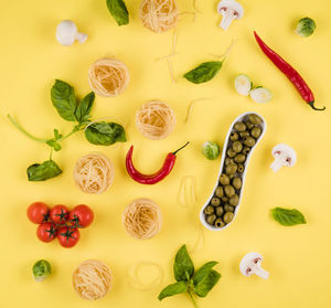 High angle view of food on table