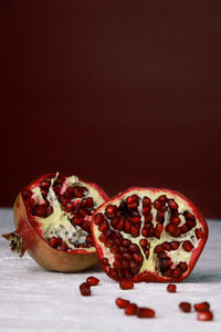 Close-up of pomegranate on table