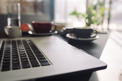 Close-up of laptop on table