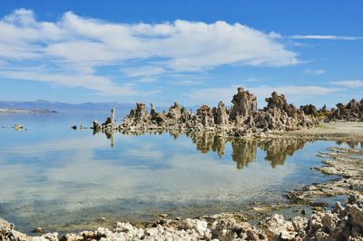 Scenic view of rocks against sky