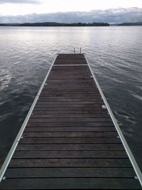 Pier over lake against sky