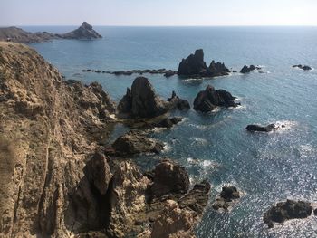 Scenic view of sea against clear sky