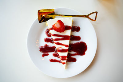 Directly above shot of dessert served in plate