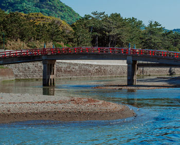 Bridge over river against sky