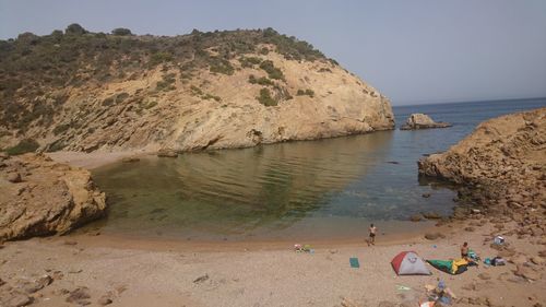 Scenic view of sea against clear sky