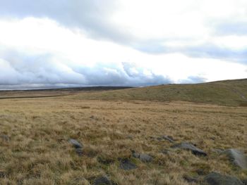 Scenic view of landscape against cloudy sky