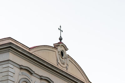 Low angle view of traditional building against clear sky