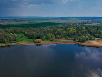 Scenic view of lake against sky