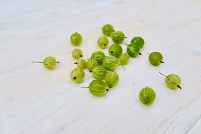 High angle view of leaves on table