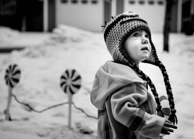 Close-up of man in winter