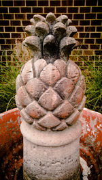 Close-up of carving on wall