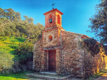 Low angle view of church against sky