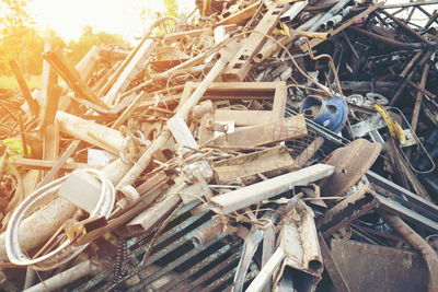 Close-up of abandoned objects