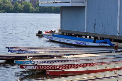 Boat moored in river