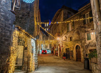 Illuminated street light at night