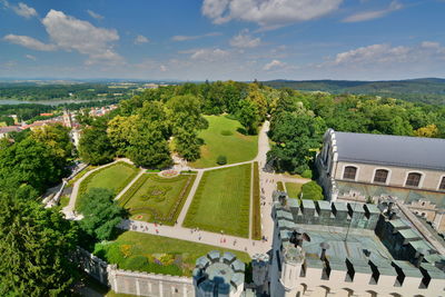 Panorama from the tower castle. hluboka nad vltacou. south bohemia. czech republic