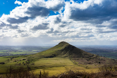 Scenic view of landscape against cloudy sky