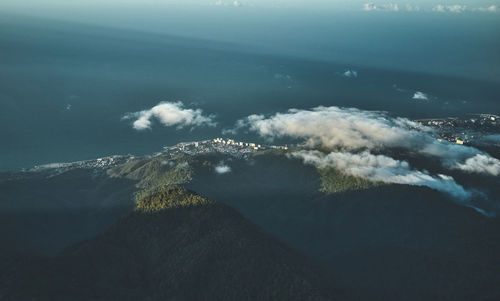 Panoramic view from the top of avila mountain in galipan, facing the caribbean sea la guaira, 