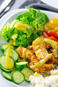 Close-up of meal served in plate