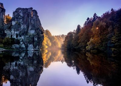 Reflection of trees in lake