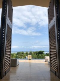 Entrance of building against sky