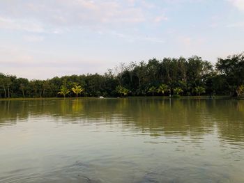 Scenic view of lake against sky