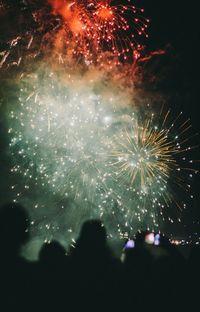 Firework display at night