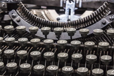 Close-up of antique typewriter