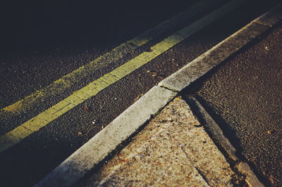 High angle view of road marking on street