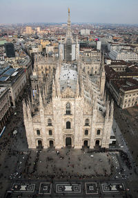 High angle view of buildings in city