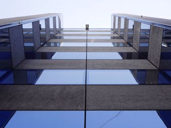 Low angle view of staircase against clear sky