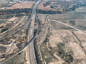 High angle view of highway in city