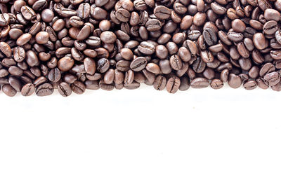 High angle view of coffee beans on table