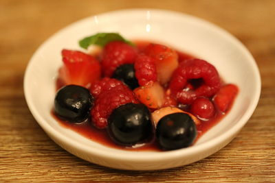 Close-up of food in plate on table