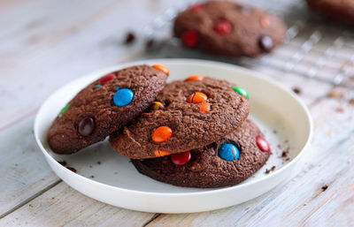 Close-up of dessert in plate on table