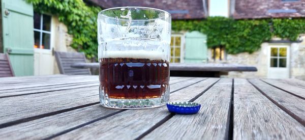 Close-up of coffee cup on table