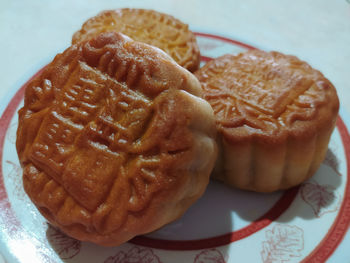 Close-up of dessert served in plate